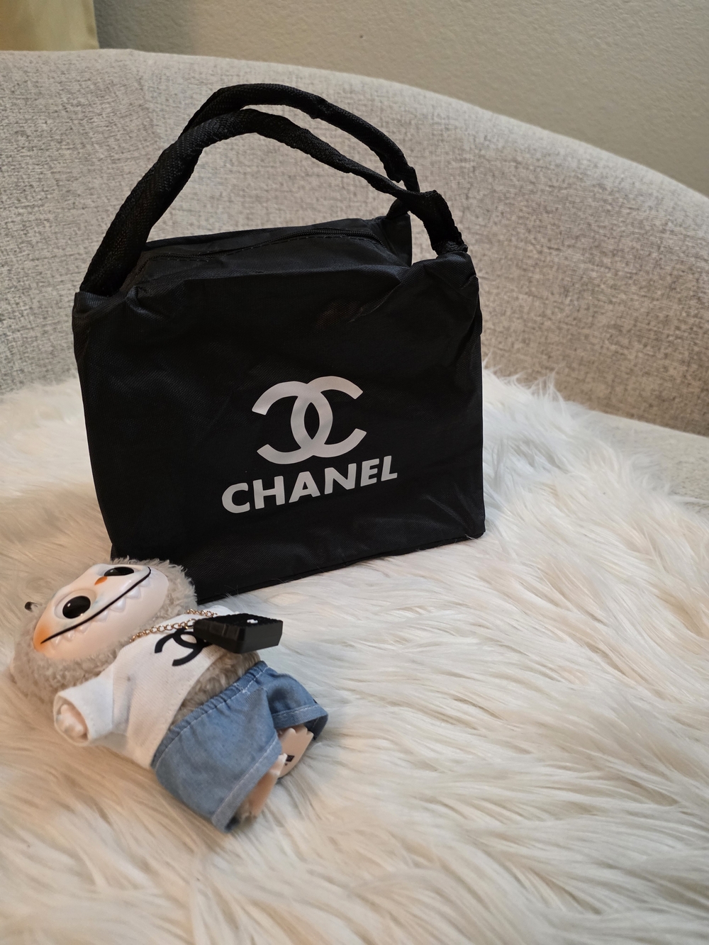 Black Logo Tote Bag Lunch Bag Cosmetic Bag Toiletry Bag